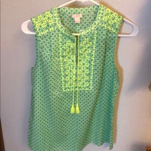 J crew sleeves top embroidered